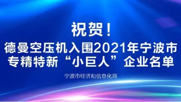 祝賀！德曼登榜2021年寧波專精特新“小巨人”企業(yè)